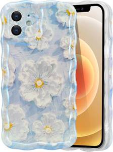 lot 291715 image: EYZUTAK Case for iPhone 12, Colorful Retro Oil Painting Flower, Light Blue