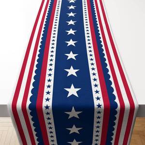 lot 291733 image: OHOME 4th of July Decorations - Patriotic USA Stars Table Runner for Home  Memorial Day Decorations - Fourth of July Accessories Decor Party Supplies Indoor Outdoor
