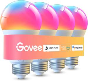 lot 291739 image: Govee LED Smart Light Bulbs, 1000LM RGBWW A19 75W E26 Base 4 Pack