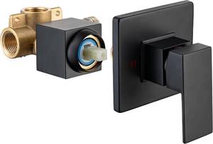 lot 291741 image: Shower Valve Kit, Single Handle Mixing Valve Shower Control Valve Kit, Wall Mount Single Function Rough-In Valves Set, Matte Black Tub Valve and Trim Kit, Square Single Handle