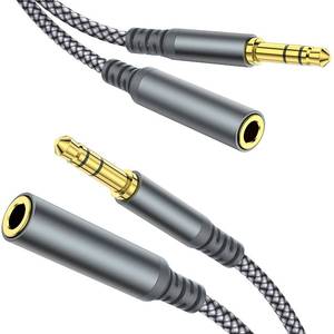 lot 291748 image: MCSPER Headphone Extension Cable, 2-Pack, 6.6ft Hi-Fi 3.5mm Extension AudioMale to Female Aux Adapter Hi-Fi Sound Stereo Extender Cord for Headset, iPhone, iPad, Smartphones, Tablets & More (Grey)