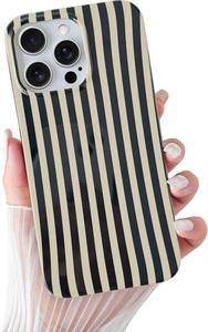 lot 291754 image: Yeddabox for iPhone 16 Pro Max Case Cute Striped Phone Case Soft TPU Slim Shockproof Phone Cover for Women Girls, Black