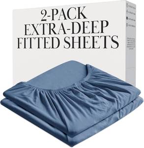 lot 291762 image: Southshore Fine Living 2 Pack King Fitted Sheet Only Easy Care Coronet Blue