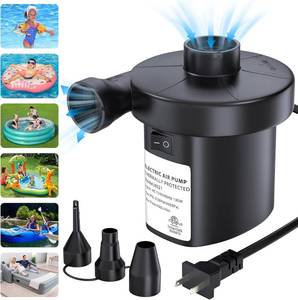 lot 291765 image: Air Pump Electric Pump Air Pump for Inflatables Air Mattress Pump with 3 Nozzles InflatorDeflator Quick Electric Air Pump for Air Bed Pool Toy Raft Boat 110V AC (130W)