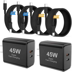 lot 291766 image: 45W USB C Super Fast Charger,35W10W Dual Type C Port Charger Block, with 4FT6FT Type C Charger Cable,for Samsung Galaxy S25S24S23S22S21i Phone 171615