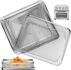 lot 391742 image: Air Fryer Tray Replacement for Cuisinart TOA-28 AFR-25 Toaster Air Fryer Convection Oven, 11.29  9.68 Non-stick Mesh Air Fryer Steel Basket Wire Rack Accessories Parts, Dishwasher Safe
