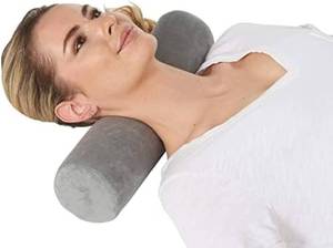 lot 391746 image: AllSett Health Firm Round Bolster Pillow - Memory Foam Cervical Neck Roll Pillow for Sleeping