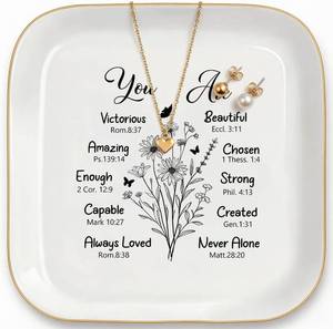 lot 391755 image: Christian Gift Ring Dish for Women   You Are Amazing-Ceramic Jewelry Tray, Inspirational Trinket Dish for Best Friend, Sister, Coworker, Teacher, Birthday, Mothers Day, Retirement Gift, 4.53 Inch