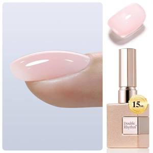 lot 391756 image: Double Rhythm Milky Pink Rubber Gel Nail Polish 15ml Nail Strengthener in a Bottle Nail Extension Hard Gel Soak Off Long Lasting Gel (Light Pink 8 in 1-4)