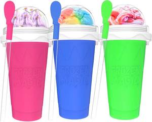 lot 391760 image: 3PCS Slushie Maker Cup,DIY Magic Quick Frozen Smoothies Cups for Homemade Milk Shake Ice Cream Maker, Cooling Cups, Double Layer Squeeze Slushy Maker Cup,Birthday Gifts for Family (BulePinkGreen)