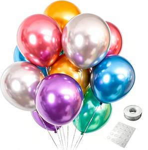 lot 391778 image: 100 Pack 12 Inch Bright Chrome Metallic Latex Helium Birthday Balloons