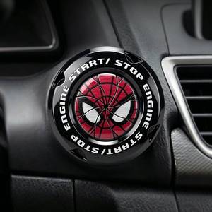 lot 391794 image: Spiderman Car Engine StartStop Button Cover, Stylish Self-Adhesive Button Cover for Push-to-Start Vehicles, Motocycles, Durable, Easy Install Interior Accessories, Gifts for Marvel Fans