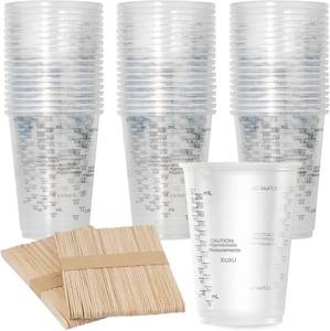 lot 391796 image: 100pcs 8oz Graduated Clear Plastic Measuring Cups