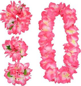 lot 391797 image: Yansanido 4 Pcs Pink Hawaiian Leis for Graduation Party, Dance Party, Photo Prop in Outdoors (Pink)