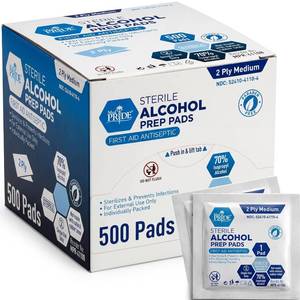 lot 391802 image: MED PRIDE Sterile Alcohol Prep Pads, Medical Grade, 2-Ply, 500-Count