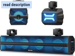 lot 331239 image: Retails for $260 Ehaho 2.1CH Stereo UTV Sound Bar (Subwoofer) and Speakers, 26 Inch Bluetooth ATV Soundbar with RGB Lights, Waterproof Golf Cart Sound Bar, Marine Sound bar Compatible with SXS Polaris RZR Can-Am