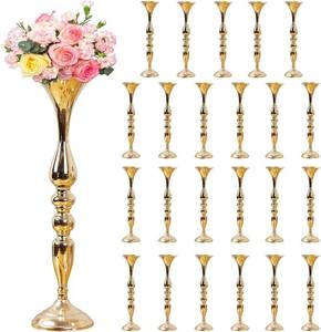 lot 131523 image: Retails for $147 24 Pcs Metal Flower Arrangements Stand 20 Inch Tall Wedding Vase