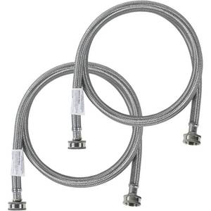 lot 5008 image: Certified Appliance Accessories Stainless Steel Washing Machine Hoses 6Ft 77505