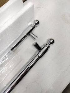 lot 5038 image: Pair of Chrome Finish Appliance Pull Handles w Ball Ends and Mounting Hardware