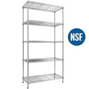 5-Shelf Carbon Steel Wire Storage Rack Kit, Silver, Boxed
