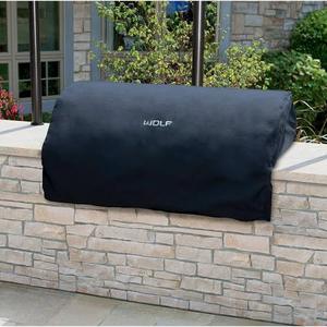 lot 5060 image: Wolf 54in Grill Cover Black Textured Fabric w Embroidered Logo