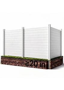 lot 123 image: VEVOR 3 Panels Outdoor Privacy Screen, 50 x 50 in Air Conditioner Fence with 27.6 in Ground Stakes, Pool Equipment Enclosure, Horizontal Vinyl Privacy Fence, Ideal for Trash Can and AC Units, White - Retail $182