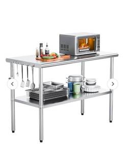 lot 125 image: ROVSUN 47 x 24 Stainless Steel Table with Undershelf - Retail $159