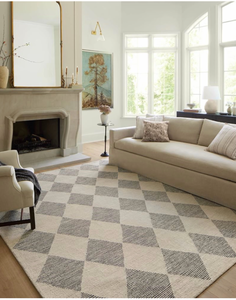 lot 133 image: Loloi Chris Loves Julia Francis BeigeCharcoal 11-6 x 15 Area RugFRA-01 Approx. 11x15 Living room Dining room Bedroom, Area Rug - Retail $845