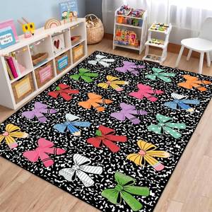 lot 147 image: Nuanchu Large Classroom Rug 5x7.6 ft Elementary Composition Book Bows Arpet - Retail $73