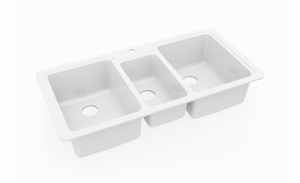 lot 168 image: KSTB-4422 22 x 44 Swanstone� Dual Mount Triple Bowl Sink in White - Retail $529