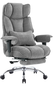 lot 170 image: Efomao Executive Office Chair 400lbs, Grey Fabric Big and Tall Desk ChairBreathable Fabric, Pocket Spring & Foam Seat, Retractable Footrest, 135° Recline, Ideal for Gaming & Computer Setups - Retail $299