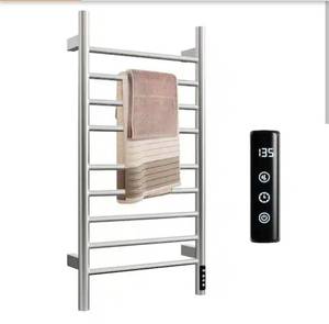 lot 171 image: 9-Bars Stainless Steel Wall Mounted Electric Towel Warmer Drying Rack Towel Heater in Silver for Bathroom - Retail $385