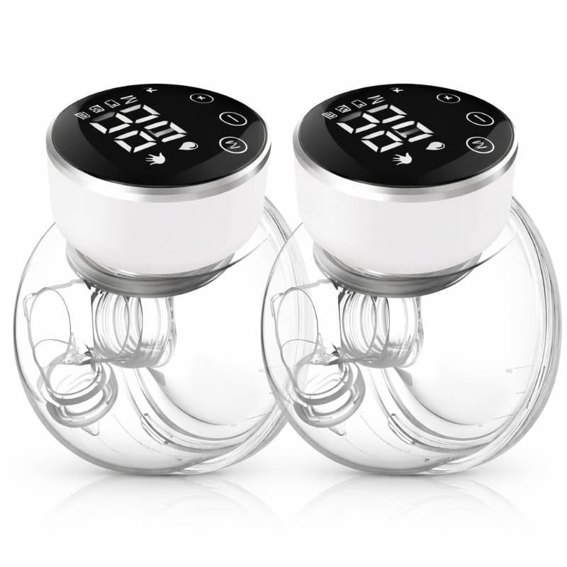 lot 39431 image: NaNaLazy Wearable Breast Pump Hands Free of Longer Battery Life & LED Display, Portable Electric Breast Pump with 3 Modes & 9 Levels & Low Noise, 24 mm Flange, 2 Pcs White - Retail $39