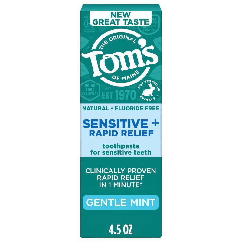 lot 39225 image: Toms of Maine Rapid Relief and Sensitive Toothpaste, Gentle Mint, 4.5 oz - Retail $5
