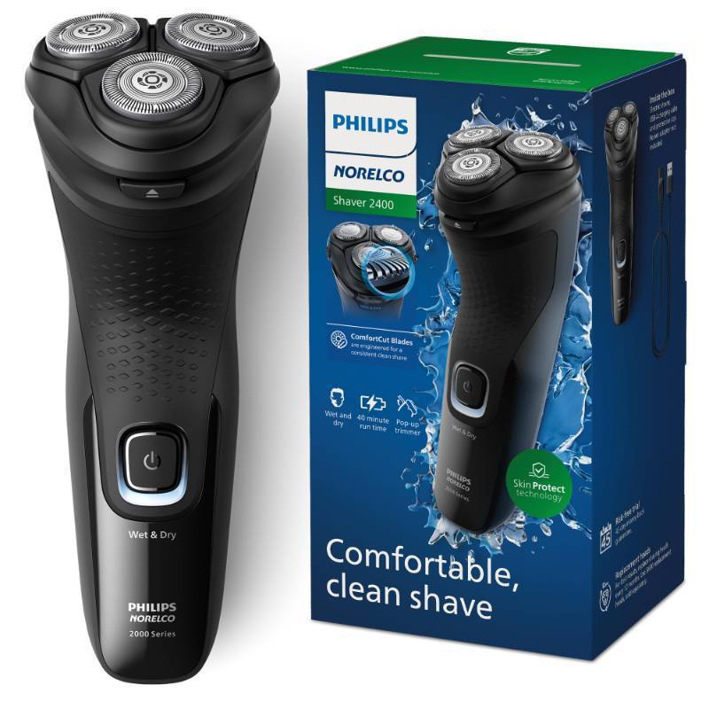 lot 47312 image: Philips Norelco 2400 Series Electric Shaver, Deep Black - Retail $40