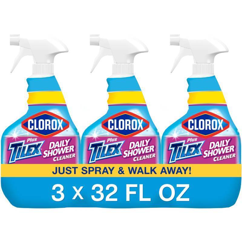 lot 47382 image: Clorox Plus Tilex Daily Shower Cleaner, 32 fl. oz., 3 Pack - Retail $13