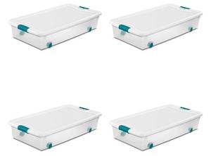 lot 47572 image: STERILITE 14988004 ClearWhite Storage Tote 33 78 in x 18 34 in x 7 in H, 4 Pack - Retail $68