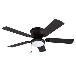 lot 47573 image: Prominence Home Benton 52  Indoor LED Ceiling Fan with Light and Pull Chain, Matte Black,  MISSING FROSTED GLASS. - Retail $93