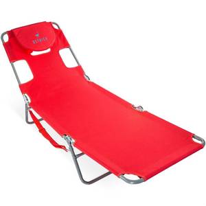 lot 47575 image: Ostrich The Original Beach Chaise Lounger  Folding & Reclining  Red - Retail $70