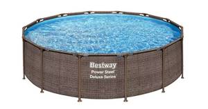 lot 47583 image: Bestway Power Steel 14 x 42 Above Ground Outdoor Swimming Pool Set  - Retail $400