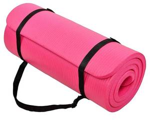 lot 47598 image: 12-Inch Extra Thick High Density Anti-Tear Exercise Yoga Mat with Carrying Strap, Multiple Colors - Retail $20