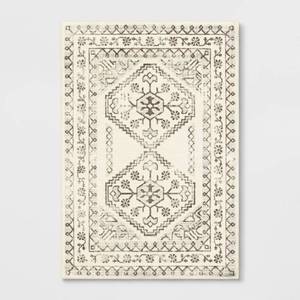 lot 21129 image: 7x10 Kensington Washable Persian Style Cream Rug Cream - Threshold Traditional Medium Pile, Skid-Resistant - Retail $200