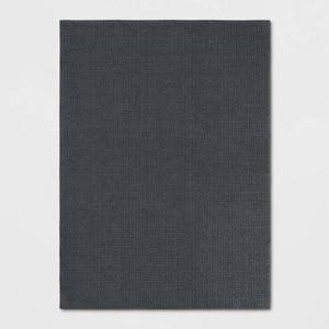 lot 21130 image: 4x56 Washable Solid Machine Tufted Accent Rug Gray - Threshold Skid-Resistant, Low Pile, OEKO-TEX Certified - Retail $50