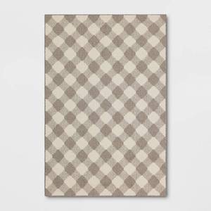 lot 21133 image: 4x6 Gingham Washable Area Rug Heathered GrayIvory - Threshold - Retail $40