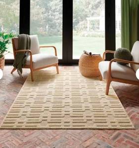 lot 21136 image: 5x7 High Low Geo Area Rug Ivory -  ThresholdGeometric Patterned Area Rug Cream Ivory Rectangular - Retail $80