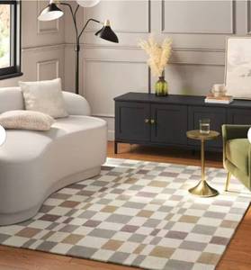 lot 21139 image: 5x7 Checkered Woven Flatweave Area RugCheckered Area Rug Multi-Color Block Pattern - Retail $100