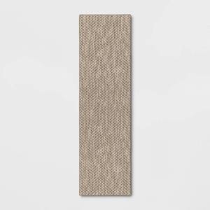lot 21163 image: 2x7 Washable Weave Herringbone Runner Rug Cream - Threshold - Retail $45