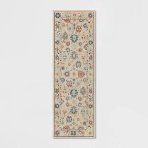 lot 21167 image: 28x84 Floral Persian Runner Rug Ivory - Threshold - Retail $50