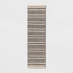 lot 21170 image: 2x7 Runner Norwalk Washable Striped Rug BlackTan - Threshold - Retail $50