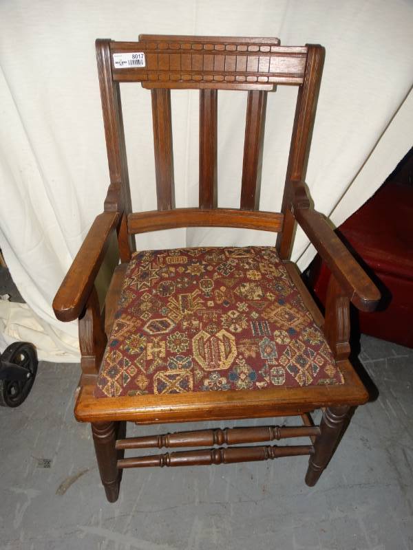 lot 8017 image: vintage wooden arm chair